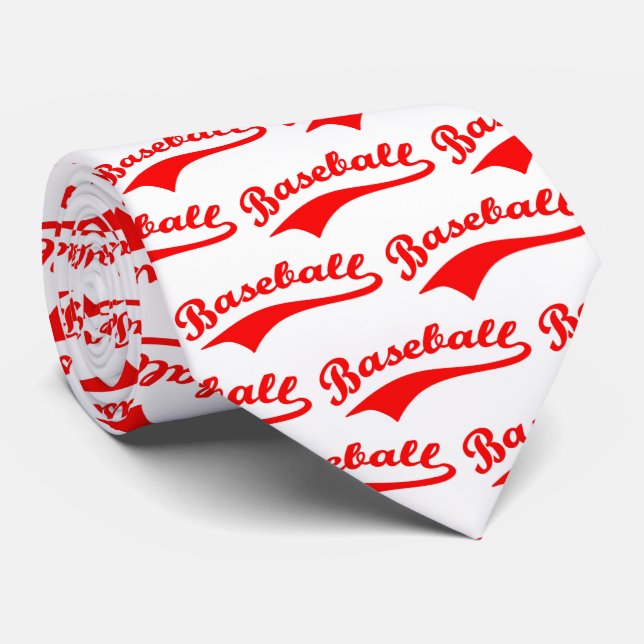 Corbata Guión De Béisbol En Rojo (Enrollado)