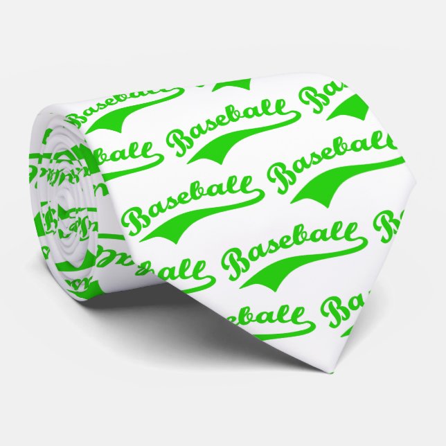 Corbata Guión De Béisbol En Verde (Enrollado)