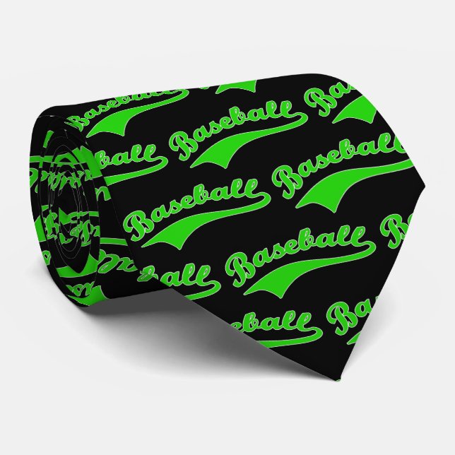 Corbata Guión De Béisbol En Verde (Enrollado)