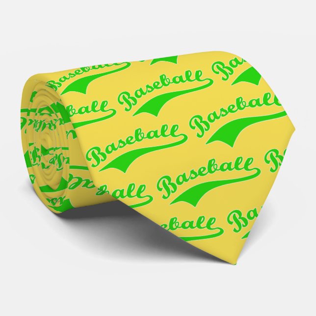 Corbata Guión De Béisbol En Verde (Enrollado)