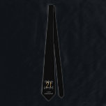 Corbata Guión moderno de 21 años negro y dorado elegante<br><div class="desc">Regalo de 21 años en negro y oro moderno. Parte de una elegante colección</div>