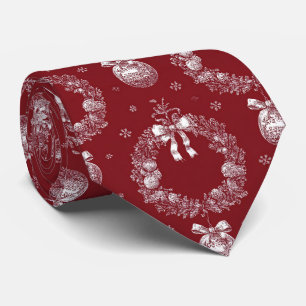 Corbata Guirnalda de Navidad Toile sobre rojo intenso