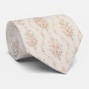 Corbata Guirnaldas florales de otoño suaves de lino crema