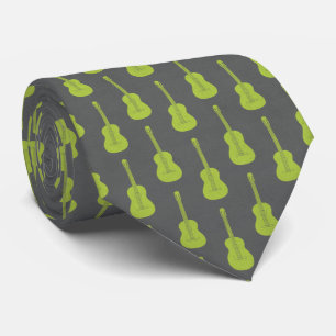 Corbata Guitarra acústica grungy lunares verde lima