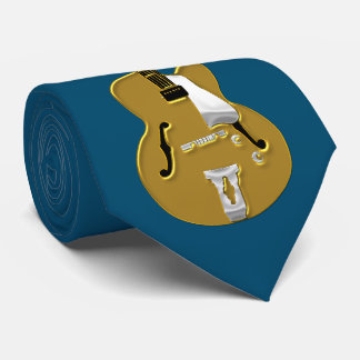 Corbata Guitarra y notación del oro en azul del zafiro