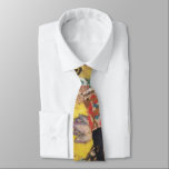Corbata Gustav Klimt Lady Con Pintura De Estilo Art Nouvea<br><div class="desc">Gustav Klimt Lady With Fan Art Nouveau Painting Este retrato de una hermosa mujer muestra un fondo amarillo con adornos asiáticos, pájaros coloridos y flores de loto. La señora usa un vestido al estilo de un kimono impreso con motivos de un vestido de dragón chino. Hermosa pintura artística romántica decorativa...</div>