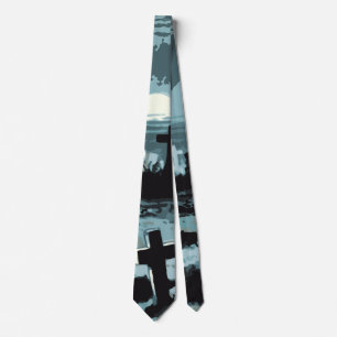 Corbata Halloween antiguo, cementerio espeluznante con tum