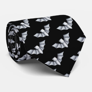 Corbata Halloween Bat Black White Pattern