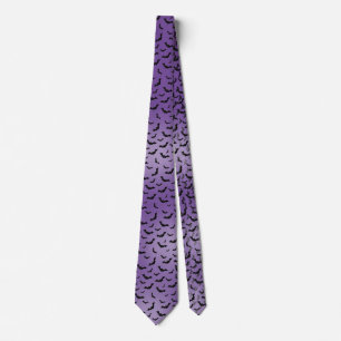 Corbata Halloween Black Bats Random Pattern Purple BG