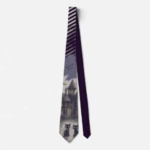 Corbata Halloween, Casa Embrujada , Gato Negro