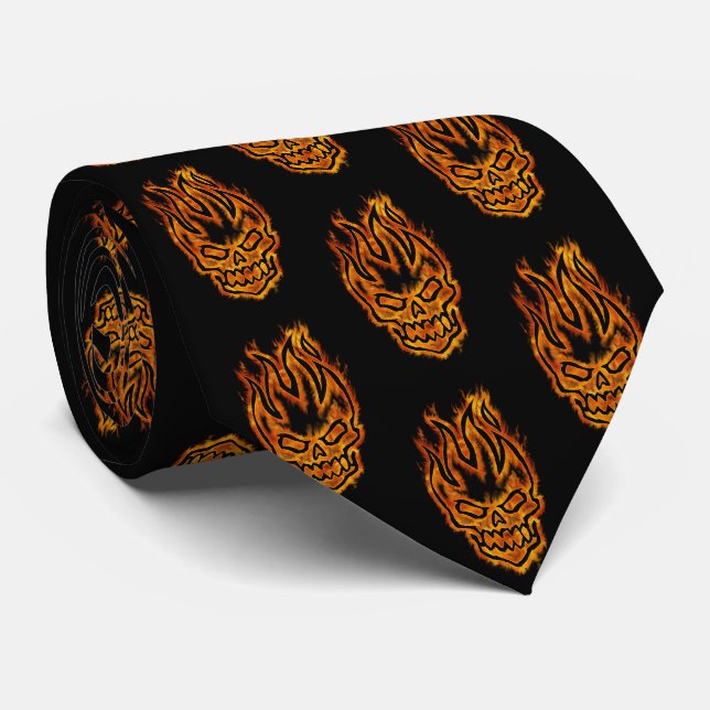 Corbata Halloween con cráneo flamantemente estampado (Enrollado)