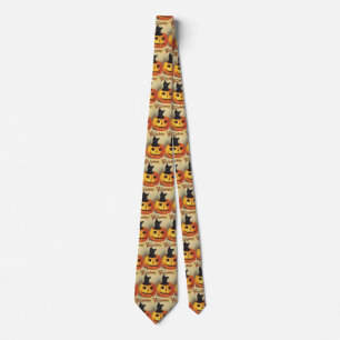 Corbata Halloween con moras de Ellen Clapsaddle, gato vint