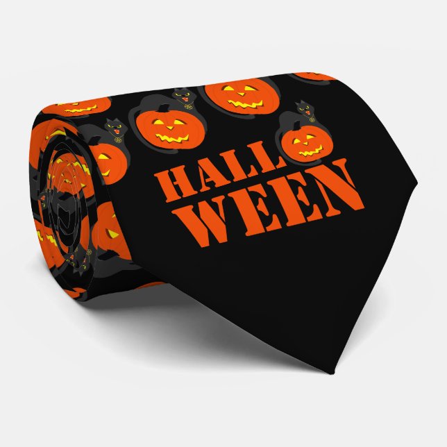Corbata Halloween de calabaza (Enrollado)