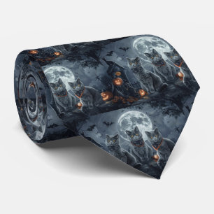 Corbata Halloween de gatos azules rusos espeluznante