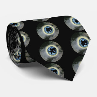 Corbata Halloween de la luna llena de bromstick de bruja