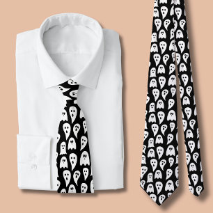 Corbata Halloween Fantasma Negro