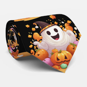 Corbata Halloween: Fantasmas y familia de calabazas