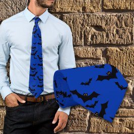 Corbata Halloween Flying Bats Night Blue Novedad