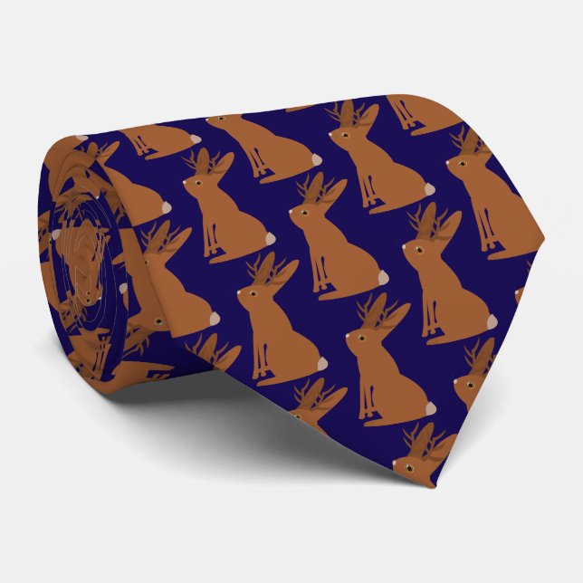 Corbata Halloween Jackalope Trick o Tret Pattern (Enrollado)