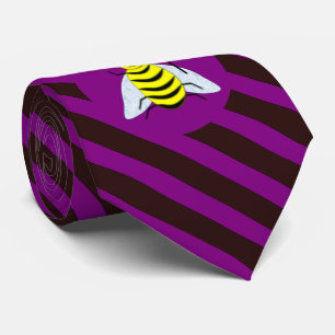 Corbata Halloween Magic Bee Wizard Purple and Black Stripe