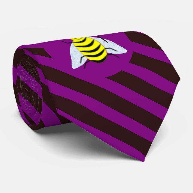 Corbata Halloween Magic Bee Wizard Purple and Black Stripe (Enrollado)