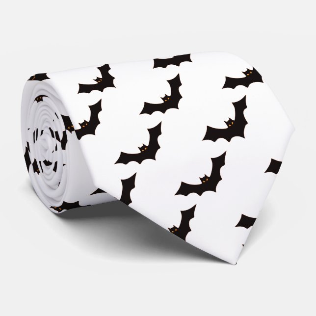 Corbata Halloween, Patrón De Murciélagos, Truco O Tratamie (Enrollado)
