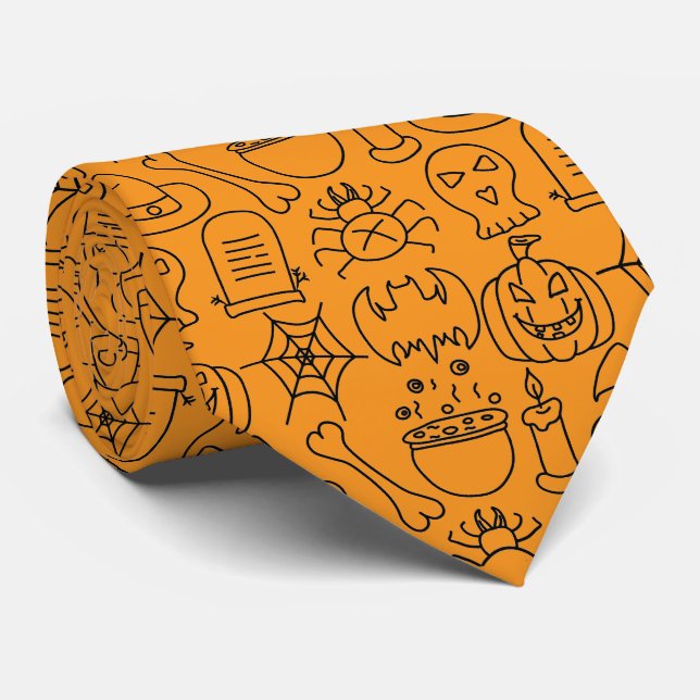Corbata Halloween, Patrón Espeluznante, Contorno (Enrollado)