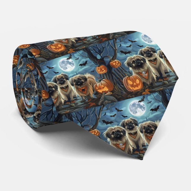 Corbata Halloween Pekingese Spooki (Enrollado)