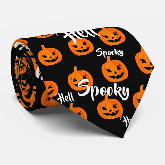 Corbata Halloween Scary Face Jack-O-Lantern Personalizado (Enrollado)