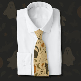 Corbata Halloween Vintage Autumn Ghosts & Black Cats
