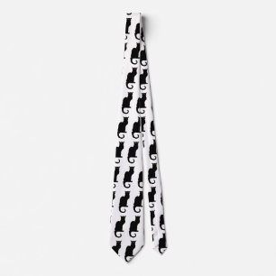 Corbata Halloween Vintage, Gato Negro Espeluznante Art Nou