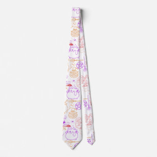 Corbata Halloween Witchcraft Pattern Neon 01