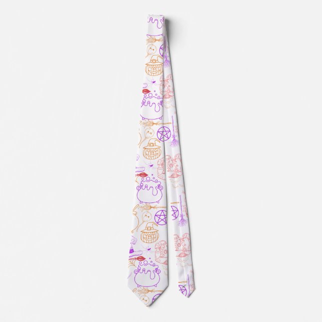 Corbata Halloween Witchcraft Pattern Neon 01 (Anverso)