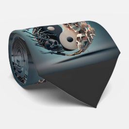 Corbata Halloween YinYang Skeleton Art