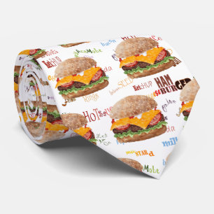 Corbata Hamburguesa Queso Fast Food BBQ Diner