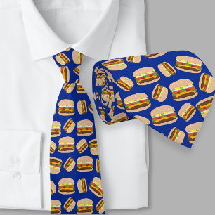Corbata Hamburguesas con patrón azul para foodies