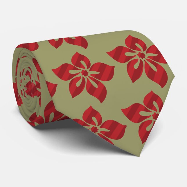 Corbata Happy Hibiscus Stripe Hawaiian dos caras impresas (Enrollado)