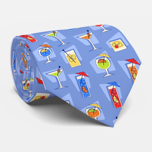 Corbata Happy Hour Fifties Cocktail Sky Blue Tie (Enrollado)