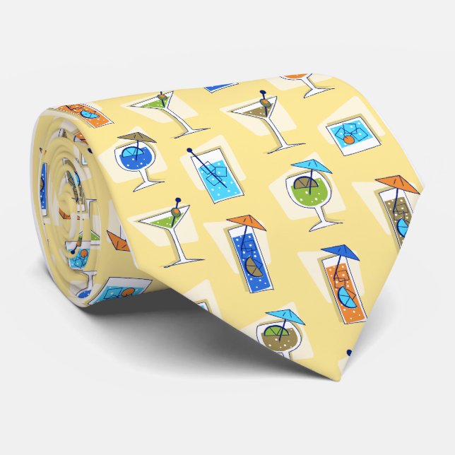 Corbata Happy Hour Fifties Cocktail Yellow Tie (Enrollado)