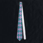 Corbata Harlequins lila y trullo<br><div class="desc">El estilo tradicional clásico del modelo elegante de los diamantes del Harlequin en lila púrpura en colores pastel contemporánea y trullo del verde azul</div>