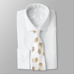 Corbata Hawaiana tropical del modelo de la piña del oro