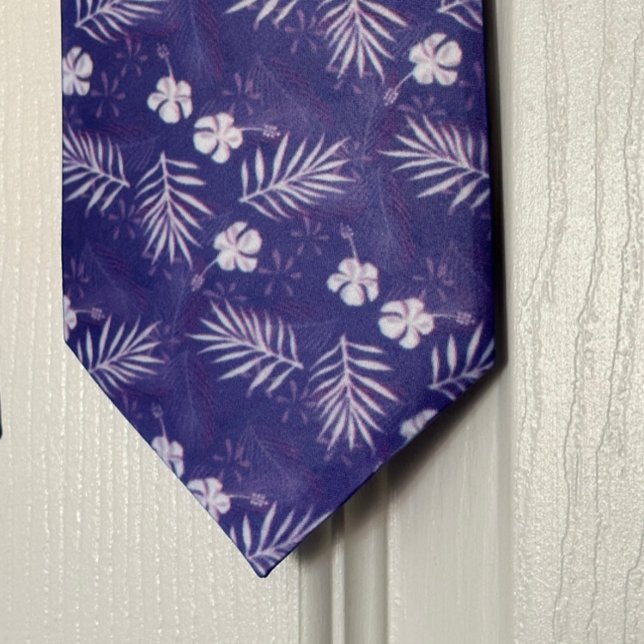Corbata Hawaii Hibiscus Flor hoja de palma tropical (Tropical Palm Leaf Hibiscus Men's Necktie is just as pictured in online photo, beautiful)