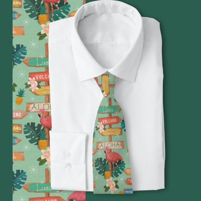 Corbata Hawaii oculto (Hawaiian themed tropical tie with a hidden winter twist)