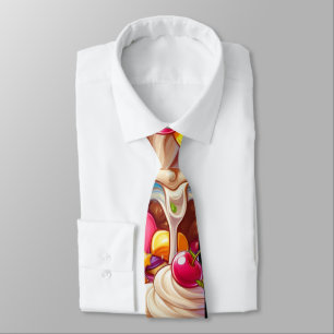 Corbata Helado Sundae Colorido – Ilustración de Postre Ado