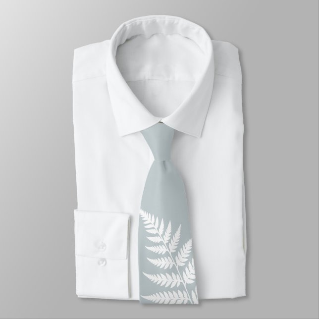 Corbata Helecho Blanco Azul Helado Simplemente Elegante Bo (Atado)