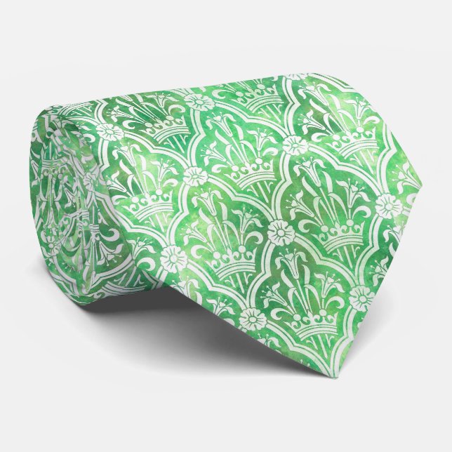 Corbata Heraldry Con Corona Y Flores (Enrollado)