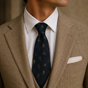 Corbata Heritage Owl Medianoche Azul Marino