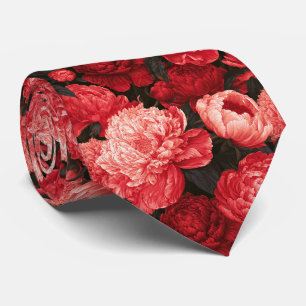 Corbata Hermano de campo de bodas con patrón de peonías