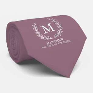 Corbata Hermano Mauve del Monograma de Boda de la Novia