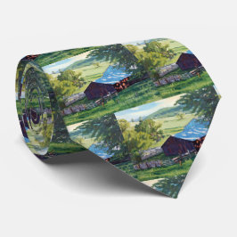 Corbata Hermosa Escena De Ramblas Con Colorido Granero